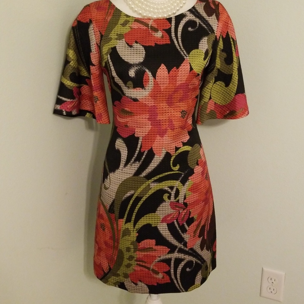 Trina Turk Floral Dress Black/Orange